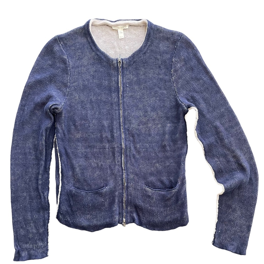 Eileen Fisher‎ Navy Cardigan Women’s Small Distressed Sweater Inside Out Look